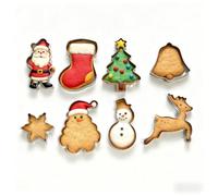8PC Christmas Cookie Cutter Set, Stainless Steel Christmas Cookie Mold Shapes - Santa, Reindeer, Snowman, Tree, Bell, Stocking, Snowflake for Xmas DIY Cookies & Gingerbread Making