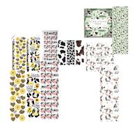 8PC Cow Pens Cute Farm Animals Black Ink Sunflower Heifer Moo Pattern Highland Cows Print Kawaii Stationery Set Journaling School Supplies Fun Office Stuff Gifts For Women Kids Teachers Animal Lovers