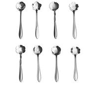 8pc Creative Floral Stainless Steel Spoons Teaspoons Coffee Scoops Tableware Tablespoons for Espresso Tea Coffee Dessert Ice Cream Sugar Appetizers Cake Bistro Tea Party 5 INCH