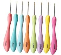8pc Crochet Hook Set, 1.0-2.75mm Ergonomic Soft Grip Lace Knitting Needles
