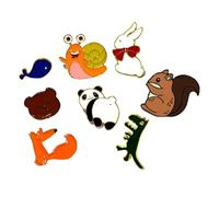 8pc Cute Animal Lapel Pin Badges, Cartoon Rabbit Dinosaur Squirrel Snail Whale Fox Bear Panda Brooches