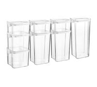 Argon Tableware Food Storage Container - White - Pack of 8 - (4 Sizes) - Clear Airtight Reusable Freezer Storage Meal Prep Container Lunch Tupperware Box with Clip-Lock Lid