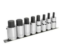Loops 8pc Hex Socket Bit Set 1/2" Square Drive 6mm to 19mm - 55mm Long Shaft S2 Steel in Metallics Loops Metallics