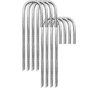 8pc Large 30cm Galvanised Steel Ground Pegs for Tents, Weed Fabric Marco Paul Silver One Size