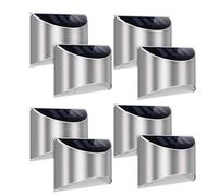 8Pc LED Solar Power Garden Fence Lights Wall Light Patio Outdoor Security Lamps UK