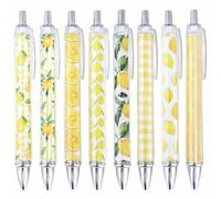 8PC Lemon Pens Kawaii Writing Gel Pen Summer Tropical Fruit Stationery Set Party Favors Decorations Office School Classroom Supplies Yellow Stuff Lemonade Themed Decor Bulk Gifts For Friends Coworkers