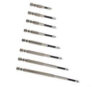 8pc Long Reach PH2 Screwdriver Bit Set, Alloy Steel Magnetic Cross Head Bits with Anti-Slip Teeth for Impact Driver and Electric Drill, 50mm to 150mm Lengths