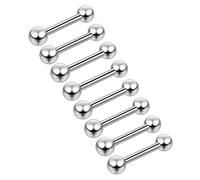 8pc Lot 16g 1.2mm Barbell Earrings Cartilage Bar Anti Tragus Forward Helix Eyebrow Stainless Steel Balls 8mm