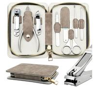 8pc Manicure Set Pedicure Grooming Tool Kit 8-in-1 Nail Clipper Kit for Stainless Steel Finger & Toe Nail Care Scissors with Cuticle Nipper, Eyebrow Cutting, Push Professional Tools Gift for Men Women