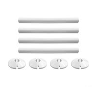 8pc Radiator Pipe Sleeve Covers with Matching Collars Compatible with 15mm Pipe Diameter Chrome Look (White)
