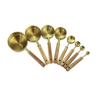 8Pc/Set Wooden Handle Measuring Cups Spoons Stainless Steel Food Coffee Flour Scoop Kitchen Scale Baking Cooking Gadget Tools for Cooking Baking