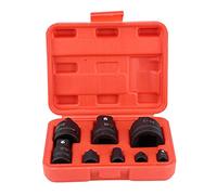 8pc Socket Convertor Adaptor Reducer Adapter Set with Chrome Molybdenum Steel Heat Treated for Extra Strength for Workshop Garage Mechanical Use 1/4 3/8 1/2 3/4 1 Inch Black