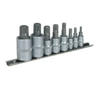 Loops 8pc Spline Socket Bit Set - 1/4" 3/8" 1/2" Square Drive - M4 to M16 - S2 Steel in Metallics Loops Metallics