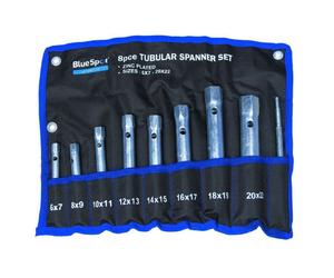 8Pc Tubular Box Spanner Back Nut Tap Wrench Set Monobloc 6-22mm & Wallet Bluespot 04308