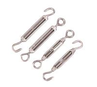 8Pc Type Stainless Steel 304 Adjust Chain Rigging Hooks Eye Turnbuckle Wire Rope Tension Device for Cable, Garden, Fence(M6-1)