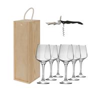 8pc Wooden Wine Box Set with Corkscrew & Glasses - Natural Harbour Housewares Natural One Size