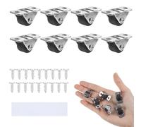 8Pcs 1/2 Inch Mini Caster Wheels, Self Adhesive/Screw Mounted Single Direction Tiny Wheels with Steel Top Plate for Small Appliances Furniture Light-Duty Projects