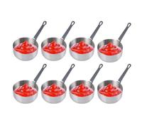 8Pcs 100ml 3.3oz Stainless Steel Sauce Cups Mini Skillet Sauce Bowl Condiment Containers Dipping Bowls with Handle for Gravy Pepper Marinade Sushi Snack and Soy