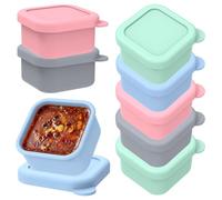 8Pcs 100ml/3.4oz Silicone Freezer Moulds with Lid, Soup Freezer Container for Meal Prep 3.2x3.2 x1.6 inch Ice Cube Tray Portion Cups for Sauce Soup Stew Snack(8pcs)