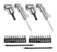 8Pcs 105° Right Angle Drill Attachment Set Sturdy 1/4 inch Hex Shank 105 Degree Right Angle Drill Adapter with Soft Shaft Drill Bit Extension and Screwdriver Bit for Household Work