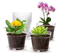 8Pcs 10cm Clear Plant Pots,Plastic Orchid Pots With Holes,Clear Nursery Pots Suitable For Potting Orchids Succulents And Other Indoor Outdoor Plants For Seedling