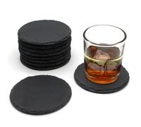 (8pcs) 10cm Round Circle Slate Coasters Craft Engraving