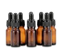 8Pcs 10Ml Amber Glass Bottles with Clear Glass Dropper For Essential Oil
