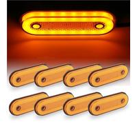 8pcs 12V 24V Oval LED Side Light Front Rear Clearance Marker Lamp Parking Trailer Camper Pickup Surface Mount(8pcs)