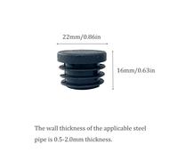 8pcs 14/16/19/22/25/30/35/40/45/50mm Round Plastic Black Blanking End Cap Tube Pipe Insert Plug(22mm 8pcs)