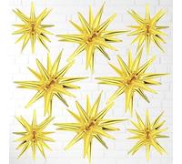 8pcs 14-Pointed One-Piece Exploding Star Large Foil Mylar Balloons, 27 & 22 Inches, Point Star, Cone Balloons, Great for Birthdays, Baby Showers, Wedding & Anniversary Parties! (Gold)