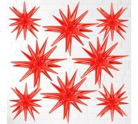 8pcs 14-Pointed One-Piece Exploding Star Large Foil Mylar Balloons, 27 & 22 Inches, Point Star, Cone Balloons, Great for Birthdays, Baby Showers, Wedding & Anniversary Parties! (Red)