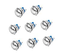 8Pcs 16mm Waterproof Car Metal Push Button Horn Momentary Switches Round Button Replacement Horn Metal Shell High Round Screw Terminals Waterproof Switches