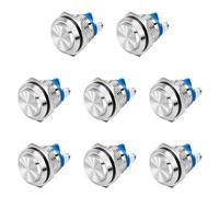 8Pcs 16mm Waterproof Momentary Metal Push Button Horn Switches Car Engine Doorbell Power Switches Round Screw Terminals Metal Shell High Round Screw Terminals Waterproof