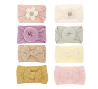 8pcs/ 16pcs Baby Headband, 4 Style Elastic Nylon Turban Stretchy, Beautiful Newborn Hair Band, Soft Wide Bowknot Headbands for Babies Newborn Baby Girl Infant Toddler(8pcs)