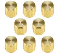 8Pcs 17x 17mm Aluminium Alloy Potentiometer Volume Control Rotary Knob Knurled Shaft Hole Gold Tone,for 6mm Diameter Guitar
