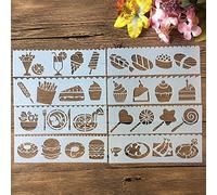 8Pcs 18.5x5.5cm Food Cake Stencils for Painting On Wood,Reusable Home Decor Stencils, Stencils and DIY Templates for Signs, Crafts, Art