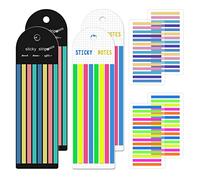 8pcs/1840 Sheets Highlighter Sticky Strips Removable Transparent Marking Sticker Long Page Markers Thin Index Tabs Sticky Notes Neon Highlighter Tape for Reading Taking Notes (2 Sizes)