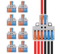 8Pcs 2 in 6 Lever Wire Connector Compact DIY Quick Connect Push-in Splitter Cable Splicing Butt Terminal Block Connectors - Mini Electrical Wire Splice 2 in 6 Out