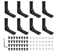 8Pcs 2020 Black Corner Brackets Set with 32Pcs M5 T Slot Nuts, 32Pcs M5x12mm Hex Socket Cap Screw and 1Pcs M3 Wrench for 2020 Series Aluminum Extrusion Profile