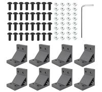 8pcs 2040 Angle Brackets 90° Angle Connector 20mm x 40mm Aluminum Profile with 32pcs M5 T Nuts 32pcs Screws and 1 Allen Key for Aluminum Profile 2040 Series