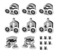 8Pcs 23mm Shower Door Rollers Replacement, Sliding Glass Door Wheels for Curved Shower Enclosures, Bathroom Roller Runners, Fits 4-6mm Glass, Anti-Collision Block (4 Top and 4 Bottom Rollers)