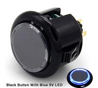 (8PCS 24MM black button with blue LED) Original Qanba Illuminated Push Button 24MM Qanba Sanp In LED Buttons for Arcade Machine DIY Cabinet Machine JAMMA