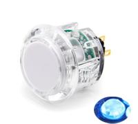 (8PCS 24MM clear button with blue LED) Original Qanba Illuminated Push Button 24MM Qanba Sanp In LED Buttons for Arcade Machine DIY Cabinet Machine JAMMA