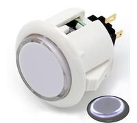 (8PCS 24MM white button with white LED) Original Qanba Illuminated Push Button 24MM Qanba Sanp In LED Buttons for Arcade Machine DIY Cabinet Machine JAMMA