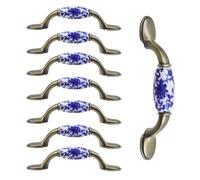 8PCS 3" Hole Center Blue and White Porcelain Pattern Ceramic Cabinet Pulls