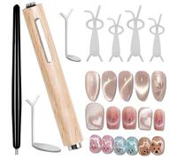 8Pcs 3 in 1 Cat Eye Nail Magnet Tool Set, Wooden Handle Heart Rabbit Shape Magnet Magnetic Pen Multifunctional for Cat Eye Gel Polish Home DIY Salon Studio