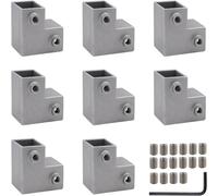 8Pcs 3-Way T-Shaped Square Tube Connectors for 25 mm Tubing, High-Strength Aluminium Alloy, DIY Joint Fittings for Greenhouse Frames, Fence Railings (B)