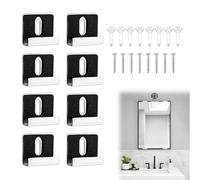 8PCS 304 Stainless Steel Frameless Mirror Clips - Heavy Duty Metal Mount Holder Kit With Screws, Rubber Pads - Hanging Hardware for Fixing Cabinet Door, Billboard Display (Silver)