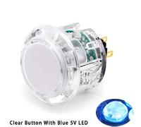 (8PCS 30MM clear button with blue LED) Original Qanba Illuminated Push Button 30mm Qanba Sanp In LED Buttons for Arcade Machine DIY Cabinet Machine JAMMA