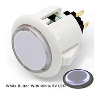 (8PCS 30MM white button with white LED) Original Qanba Illuminated Push Button 30mm Qanba Sanp In LED Buttons for Arcade Machine DIY Cabinet Machine JAMMA